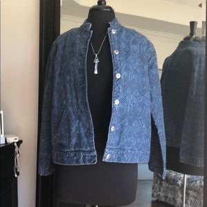 Bright blue jean jacket with embroidery